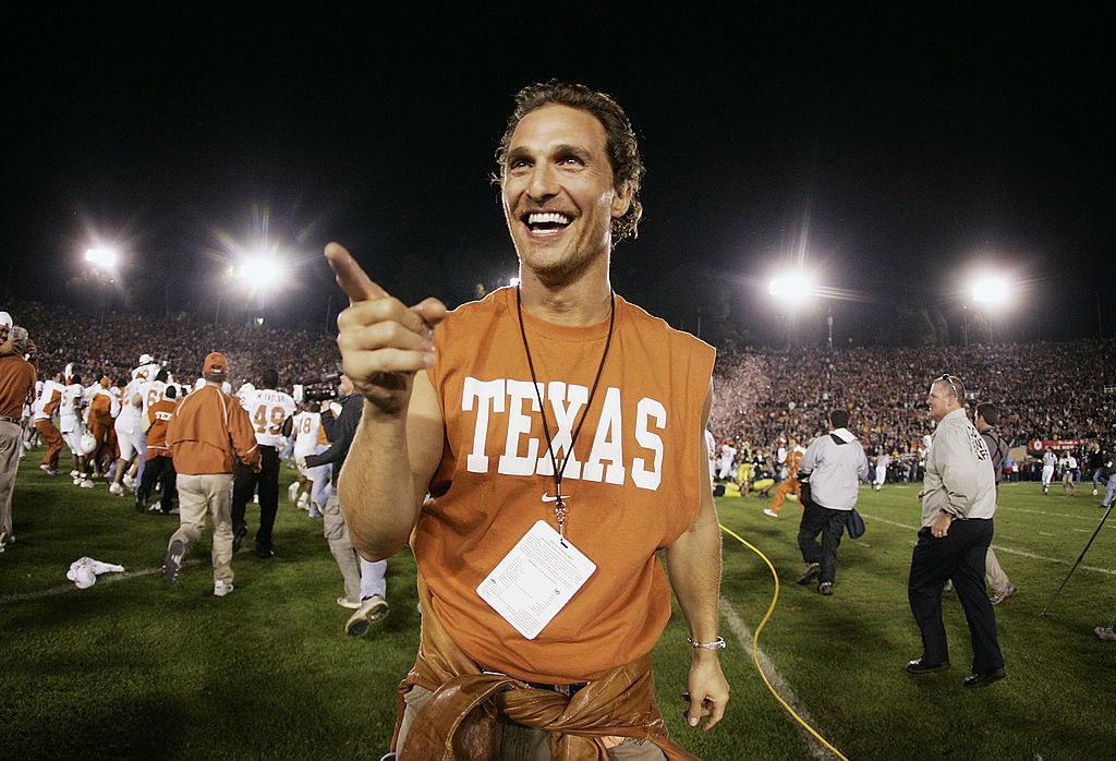 Matthew McConaughey at a University of Texas football game