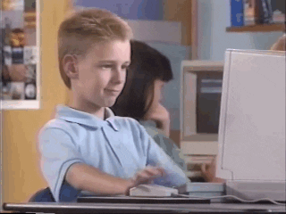 Gif from an Apple promo video, in which a young boy nods his head rhythmically while on a computer, then turns to the camera and puts his thumb up