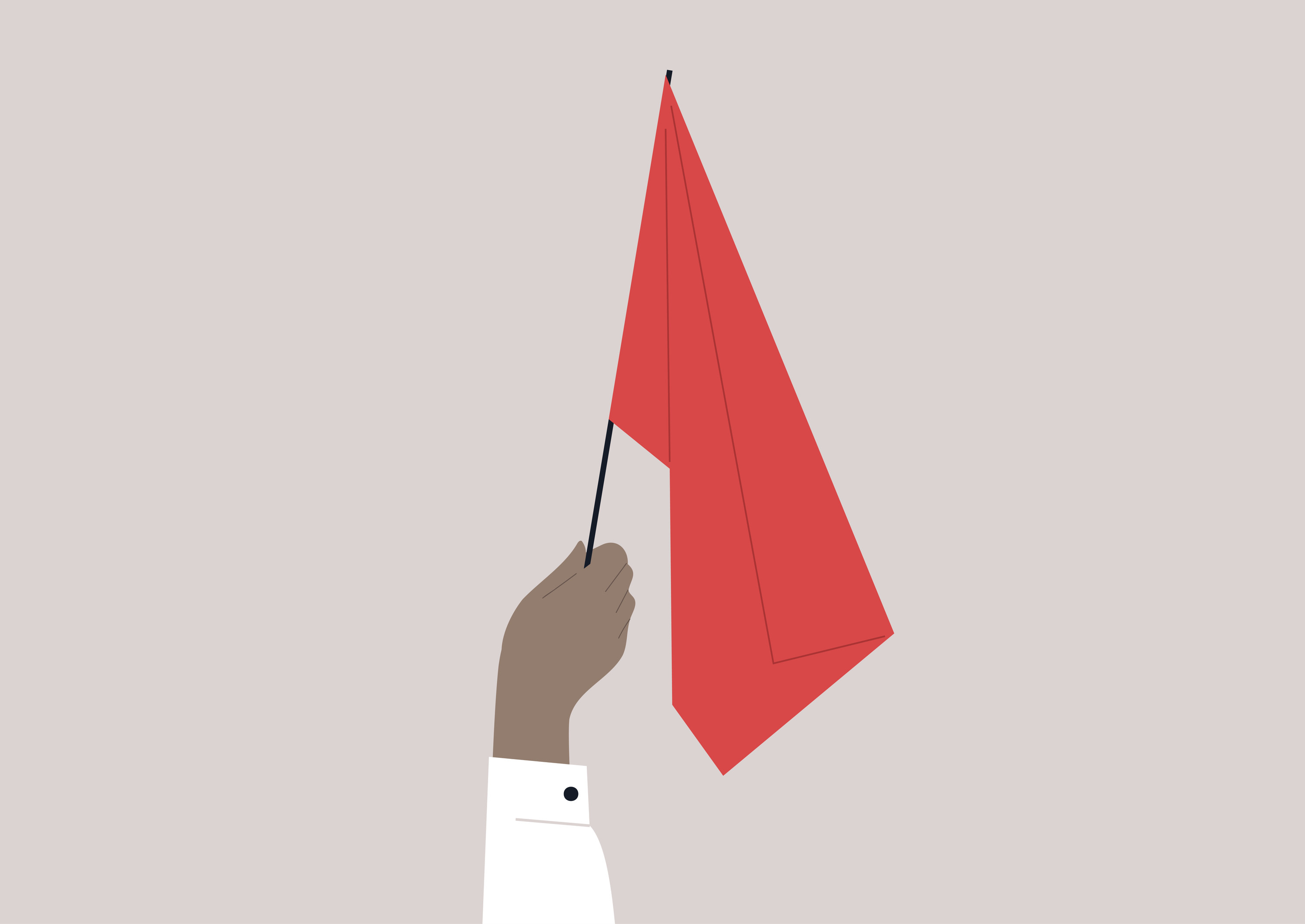 An illustration of someone holding up a red flag