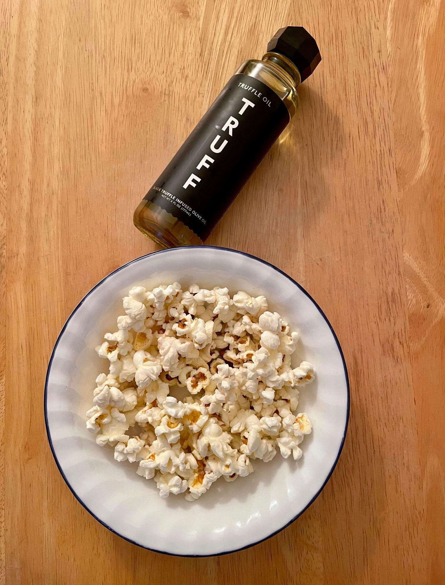 Popcorn with Black Truffle Infused Olive Oil