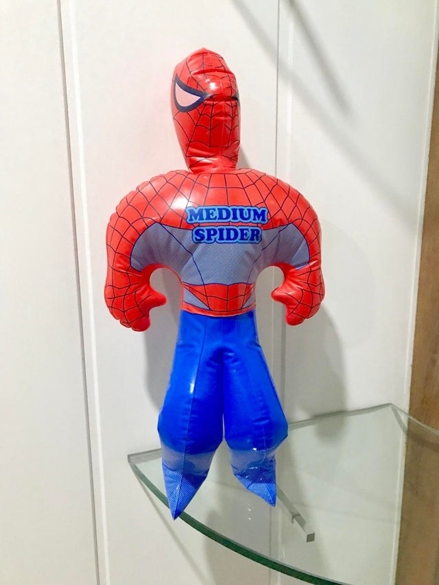 Inflatable Spider-Man labeled Medium Spider