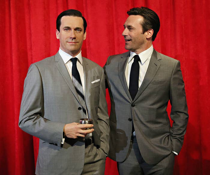 Jon Hamm with his wax figure