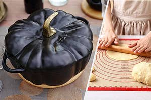 black pumpkin cocotte and rolling mat