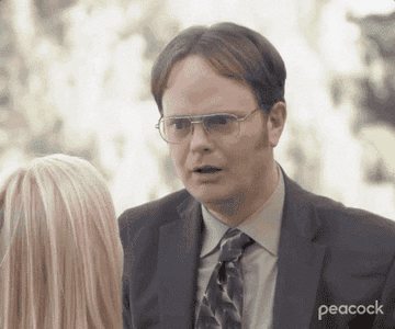 a gif of Dwight from The Office saying &quot;get out!&quot;