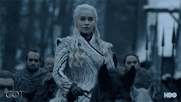 Daenerys Targaryen riding a horse