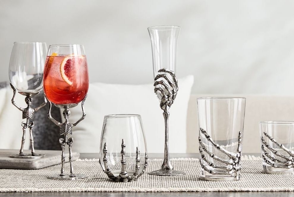 Win a Pair of Spooky Skeleton Hand Martini Glasses - Pottery Barn