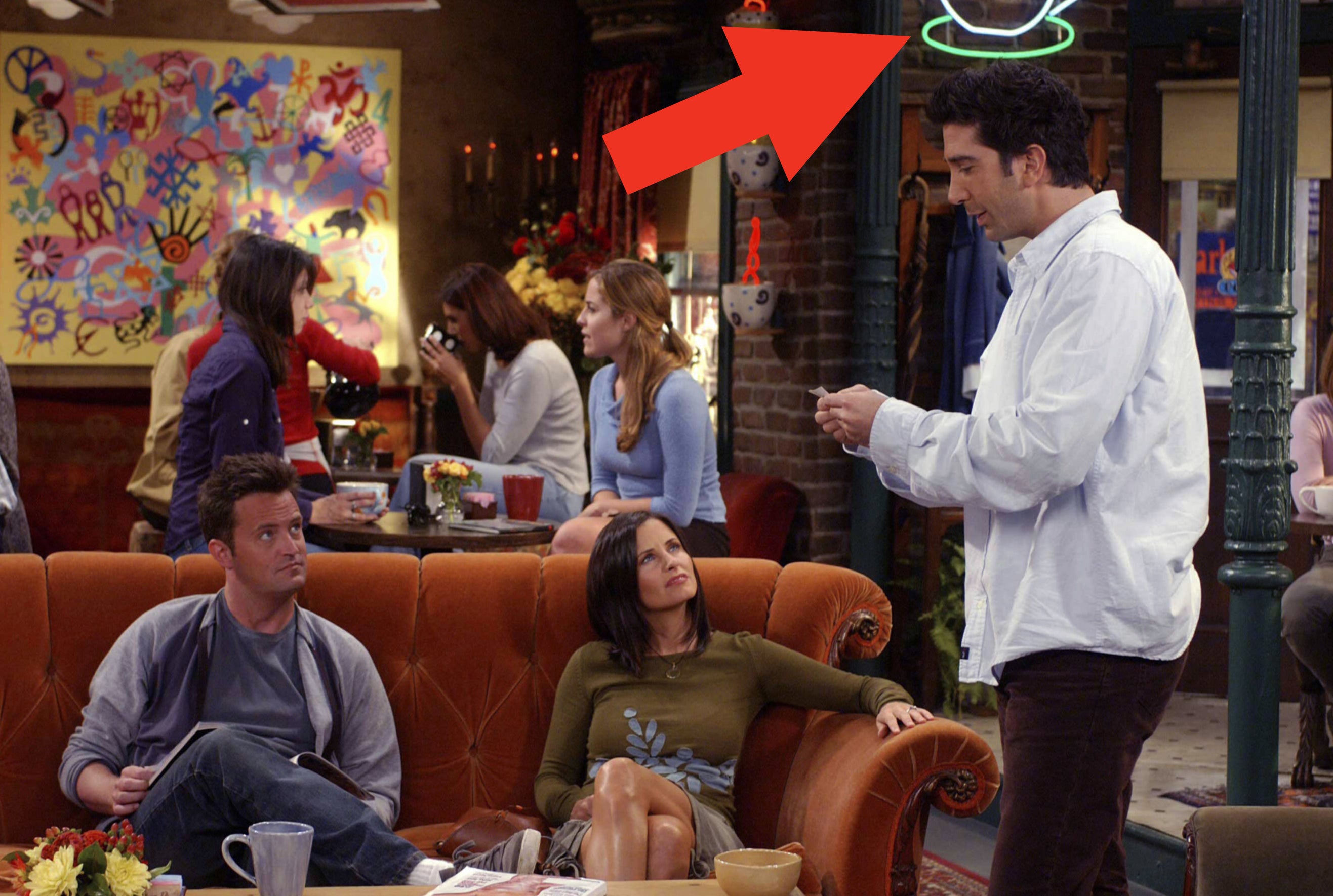 the coffee mug sign in Friends