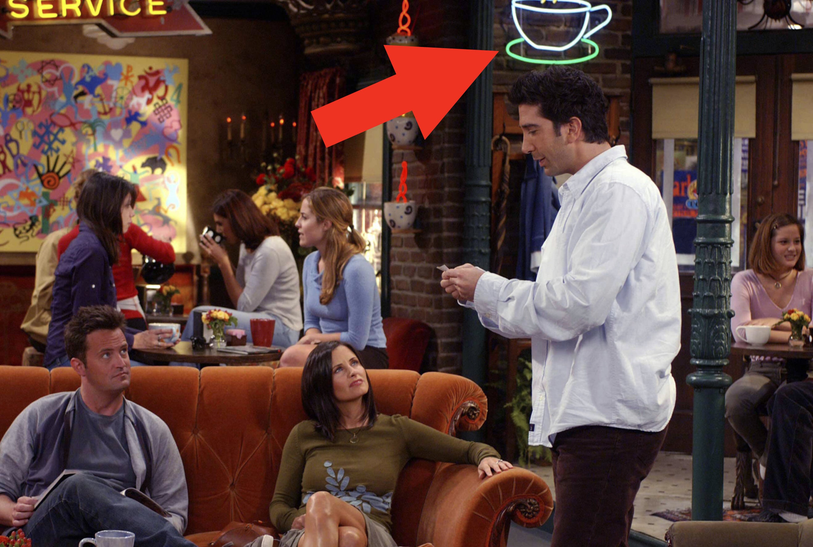 the coffee mug sign in Friends