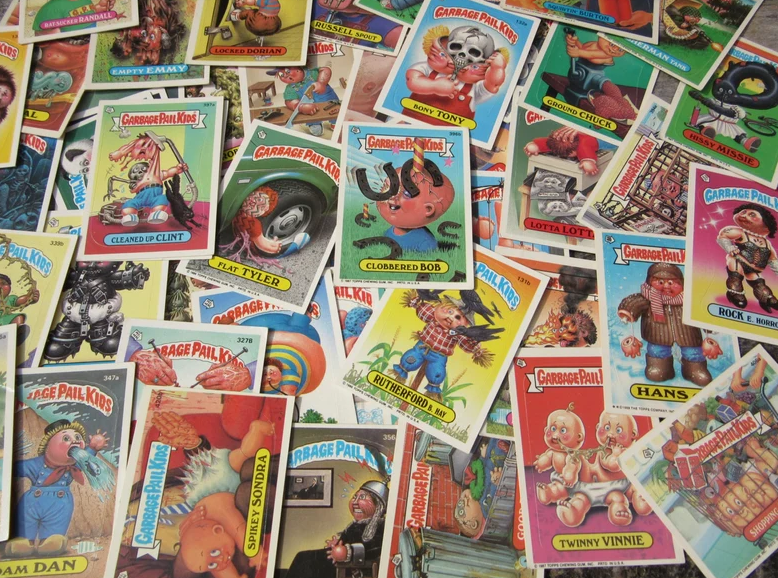 A pile of Garbage Pail Kids cards