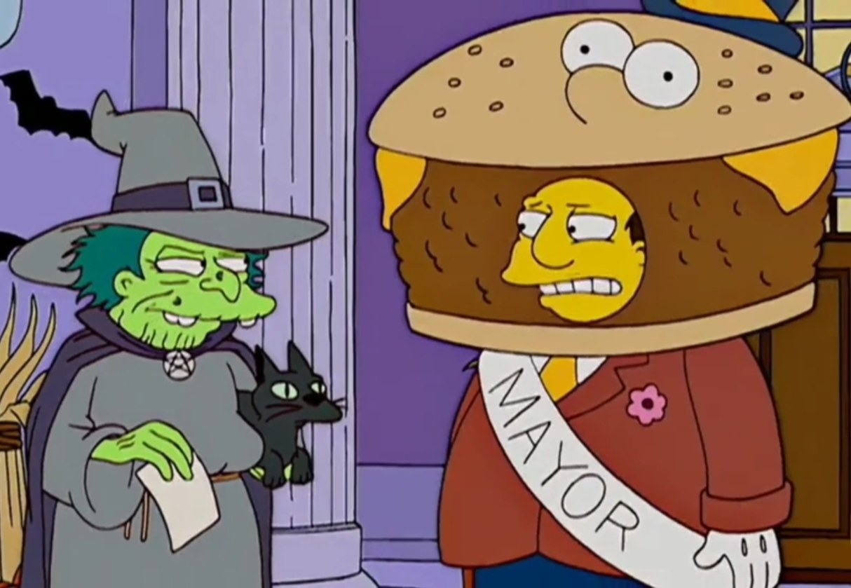 A witch offends the townsfolk of Springfield after erroneously winning a costume contest in &quot;Treehouse of Horror XVI&quot;