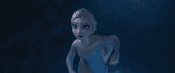 Elsa using her powers against the waves