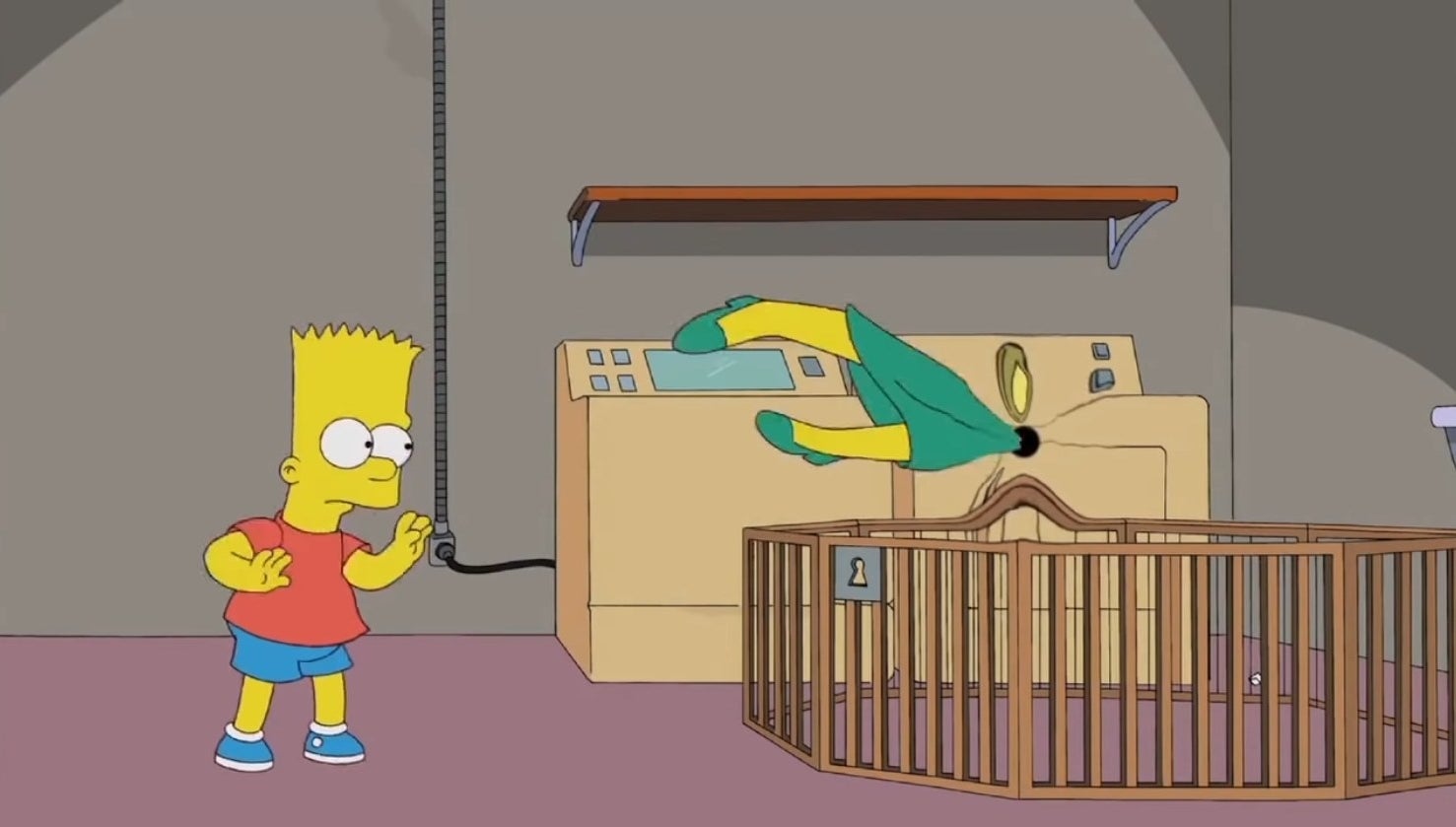 Bart pushes a teacher into a black hole in Treehouse of Horror XXIII