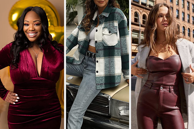 A person wearing a dress, a person wearing a jacket, and a person wearing a leather bustier