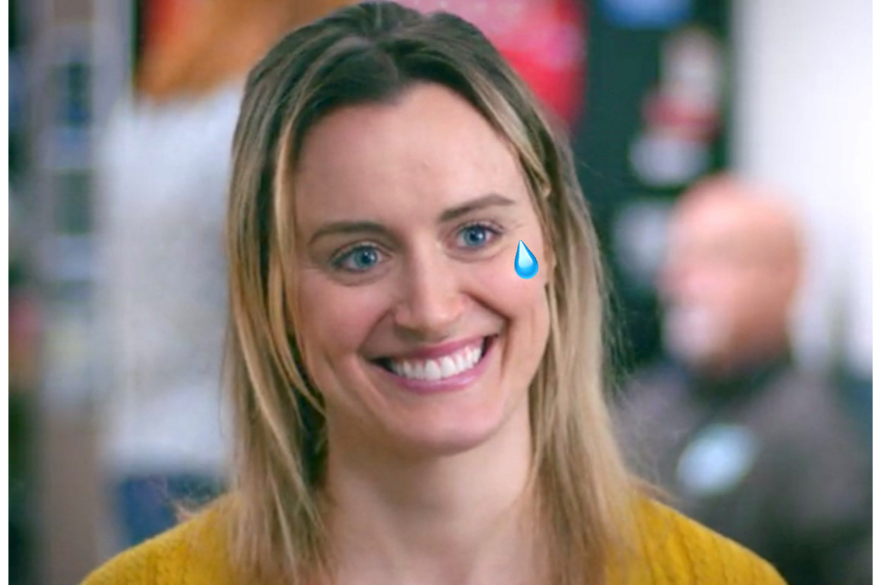 An episode still of Piper with an added teardrop tattoo