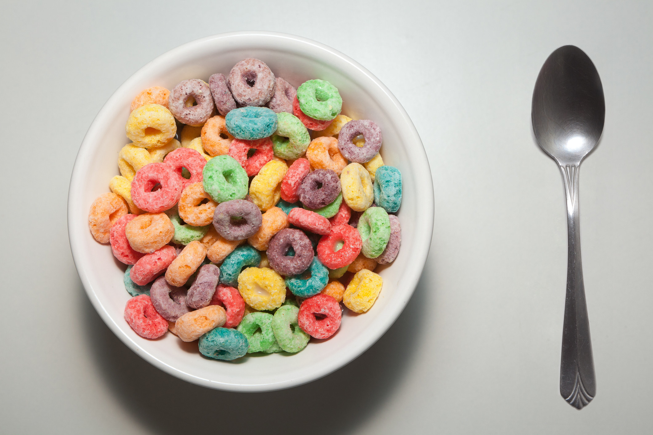 Colorful Fruit Loops in a bowl.