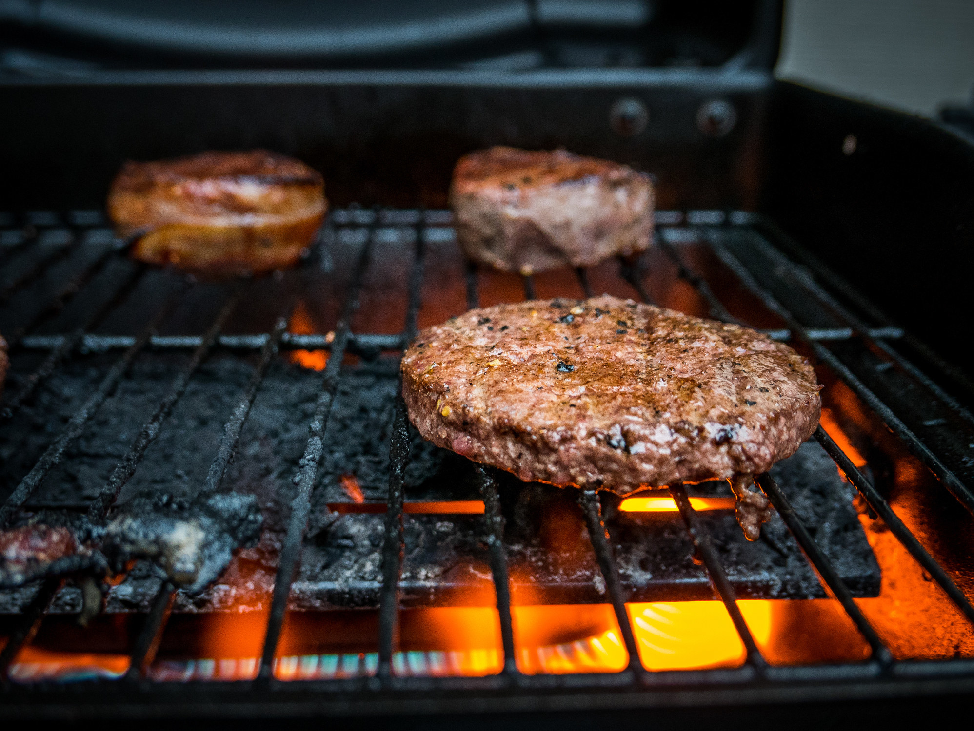 Burgers on the grill.