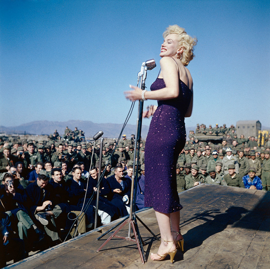 Marilyn Monroe performing for the troops