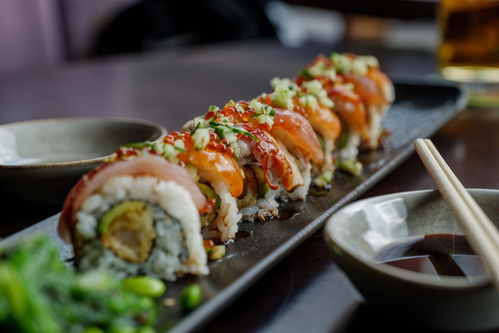 A sushi roll.