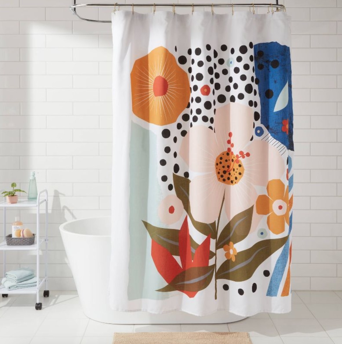 the bright multicolor floral shower curtain