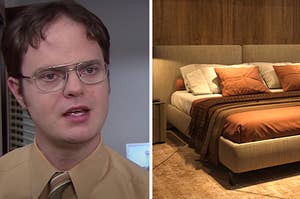 Dwight is on the left with a bedroom on the right