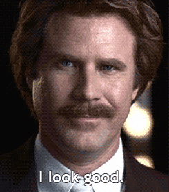 GIF of Will Ferrell in Anchorman saying, &quot;I look good.&quot;