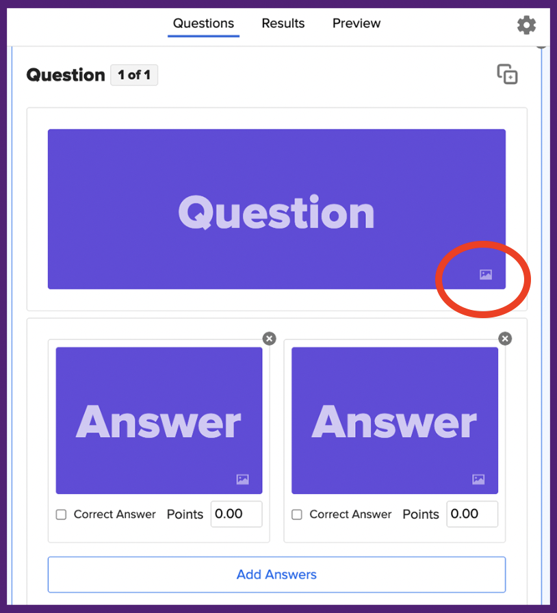 question and answer box in quiz draft