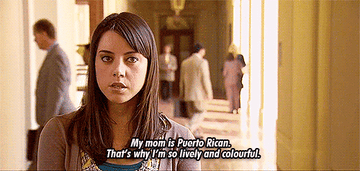 Aubrey Plaza saying &quot;my mom is puerto rican, that&#x27;s why i&#x27;m so lively and colorful&quot; on &quot;Parks &amp;amp; Rec&quot;