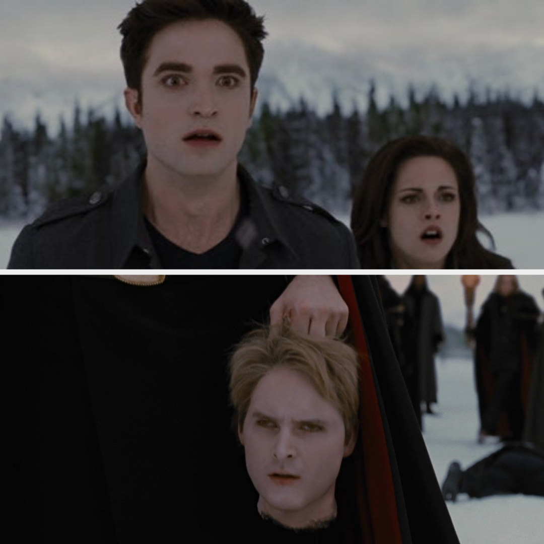 Edward and Bella react to Carlisle&#x27;s severed head