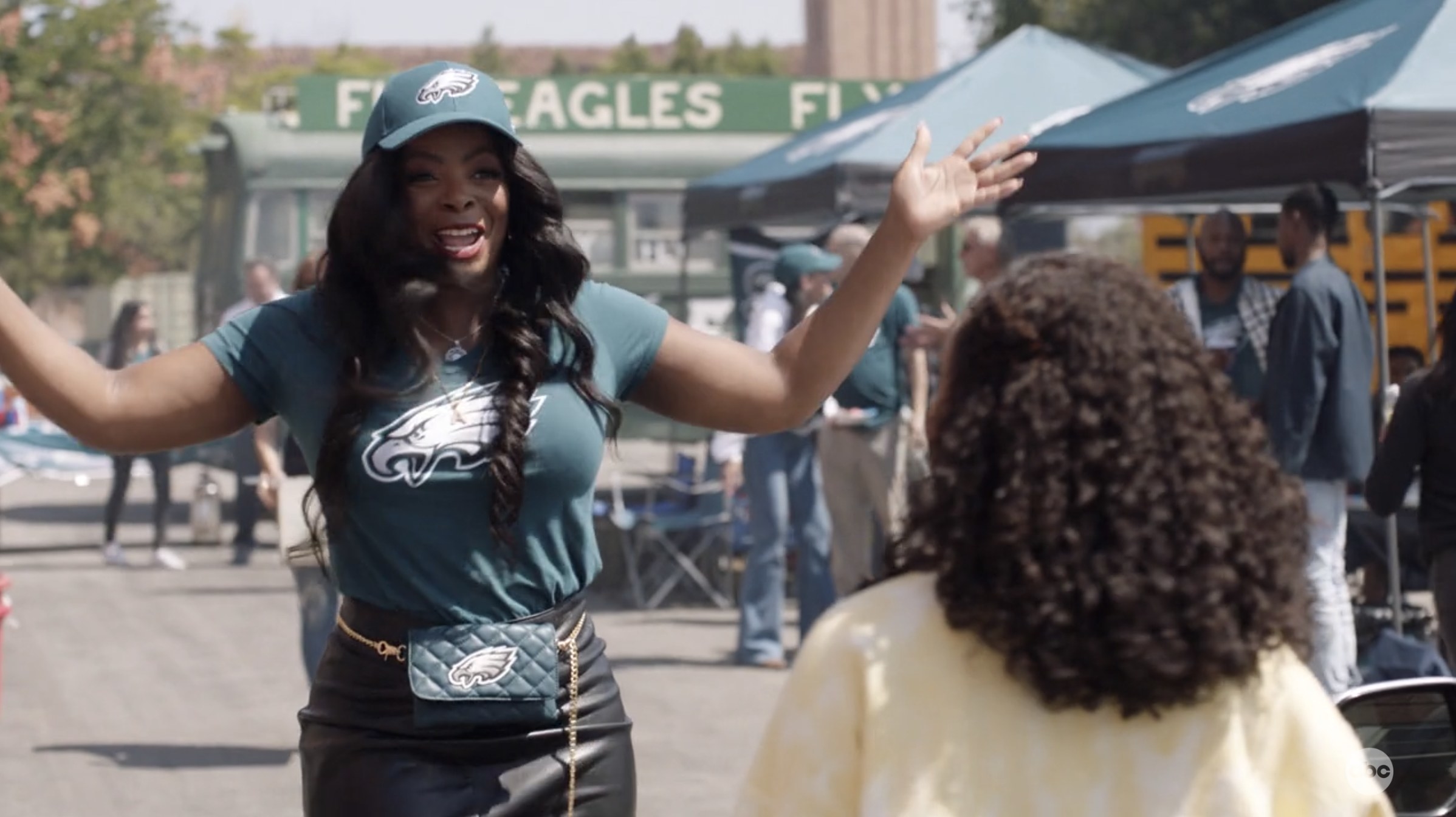 ava dressed in eagles gear on abbott elementary