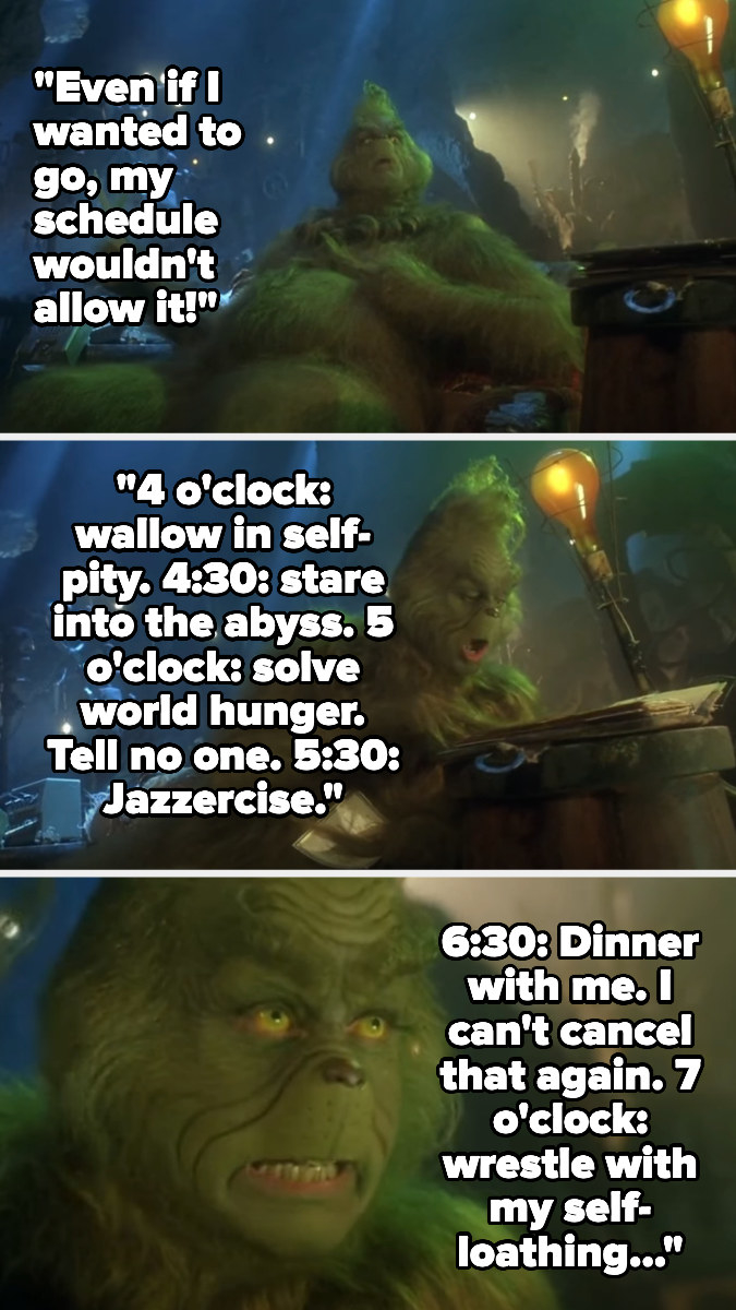 the Grinch talking to himself