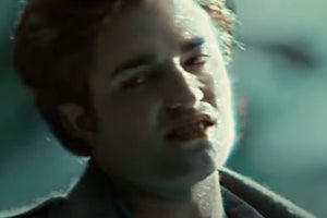 Edward Cullen's skin sparkling in the sun while he wears a pained expression on his face