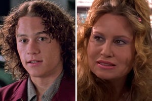 On the left, Patrick from 10 Things I Hate About You, and on the right, Paulette from Legally Blonde