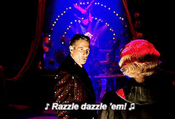 A man saying &quot;Razzle dazzle &#x27;em&quot;