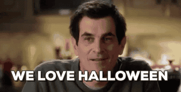 gif of Phil Dunphy saying &quot;We love Halloween&quot;