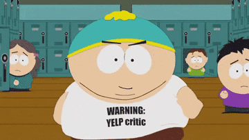 Cartman walks down the school halls wearing a t-shirt that says, &quot;Warning: Yelp Critic&quot; on South Park