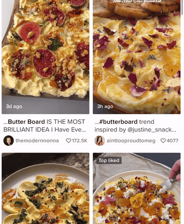 gif of scrolling through feed of colorful butter boards