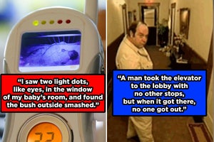 A baby monitor, and a man in a hallway