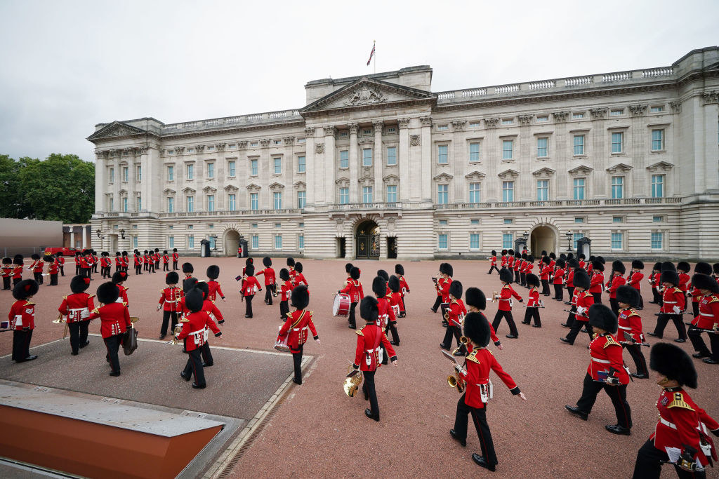 a marching band outside the palace