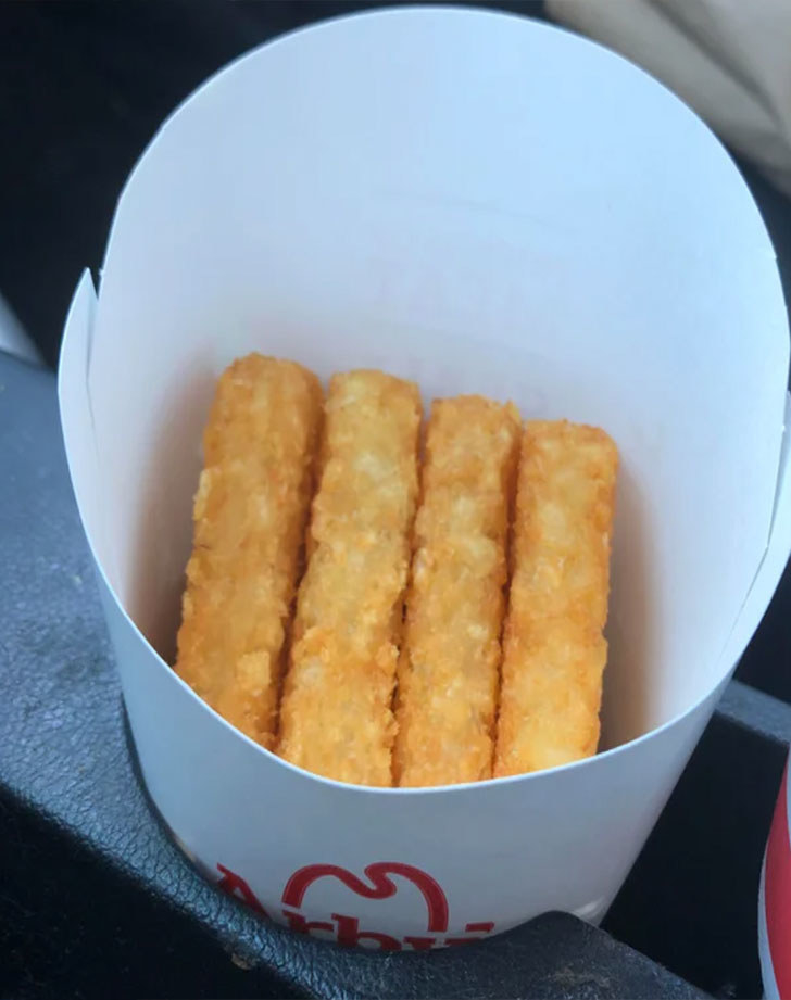 Arby&#x27;s potato cakes.