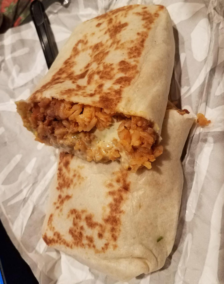 A big stuffed burrito from Taco Bell.