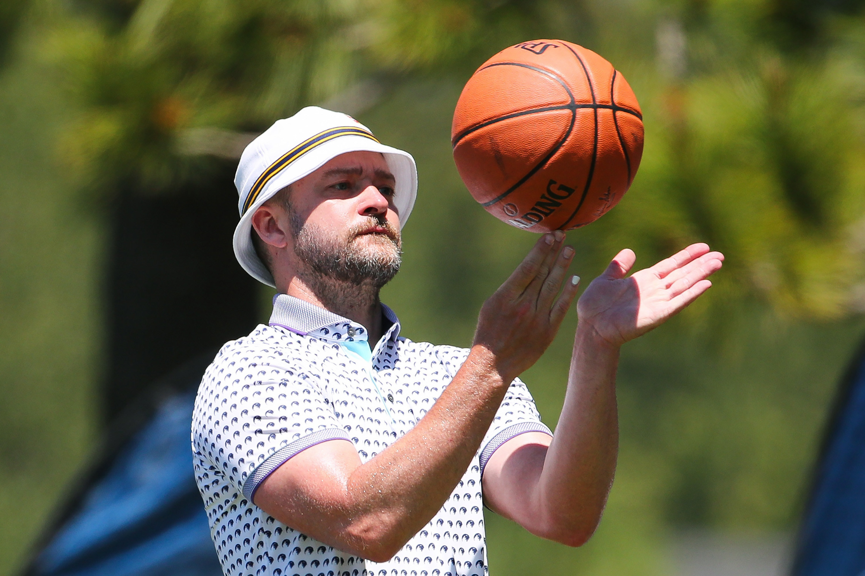 Timberlake playing with a basketball