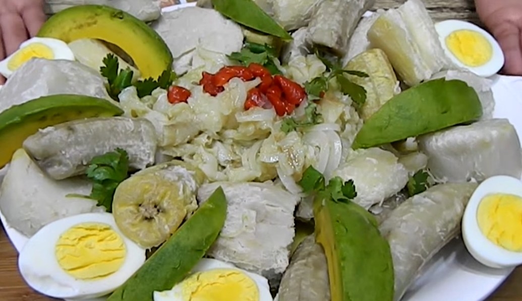A plate of cod salad