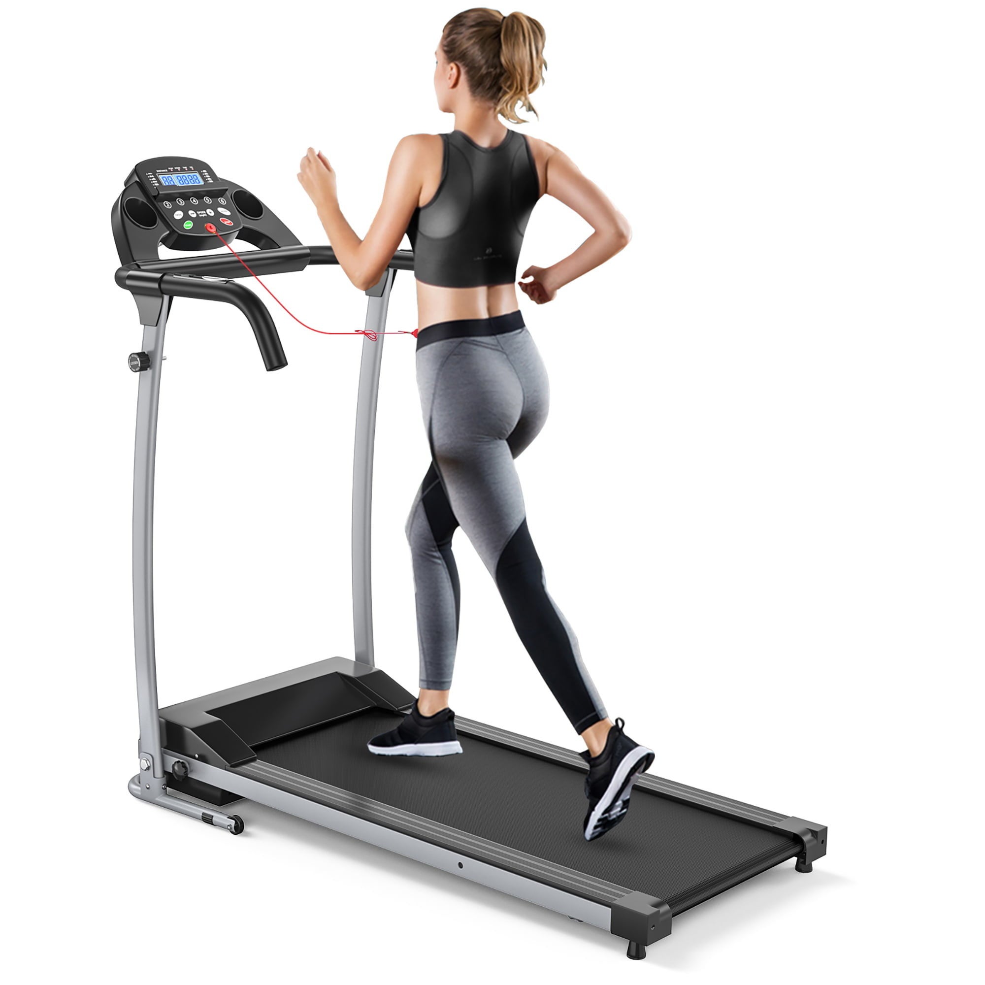 a model running on a treadmill