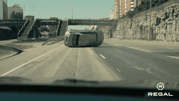 A car flipping around