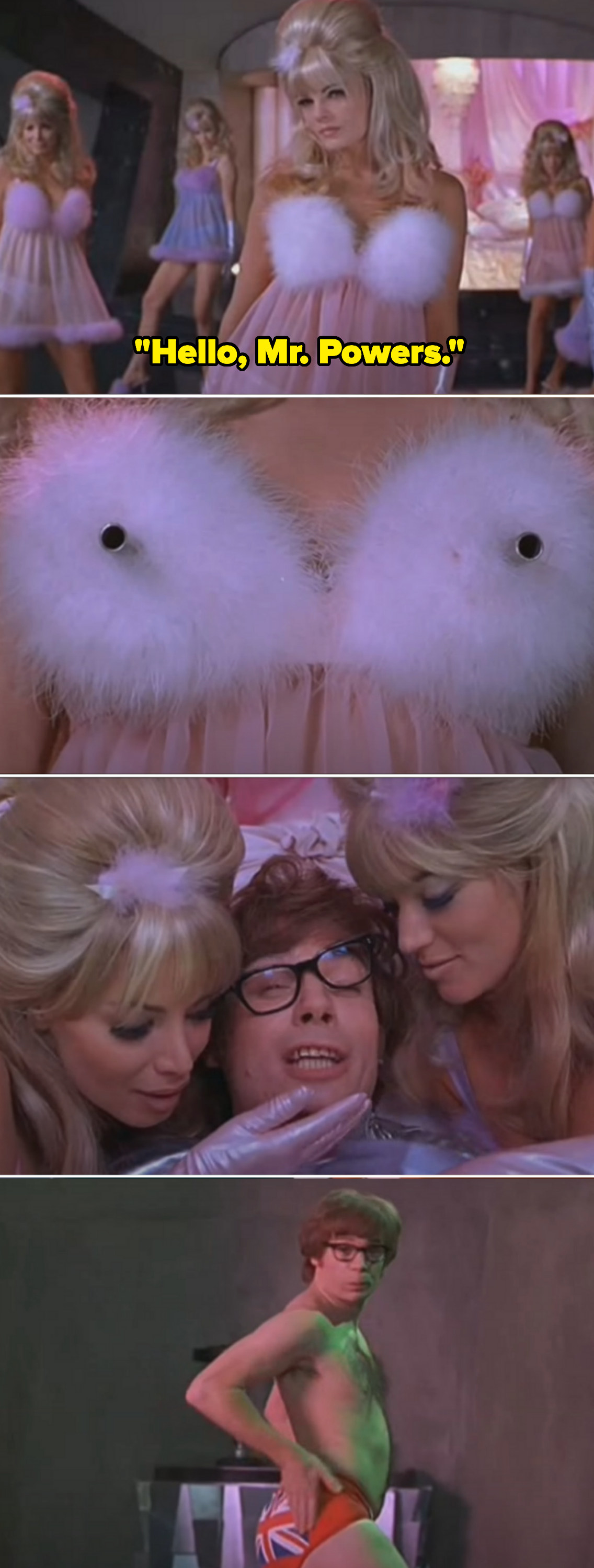 Austin Powers hangs out with sexy fembots