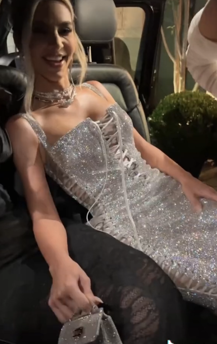 Kim Kardashian Shimmers In Silver Dress At D&G After Party, 49% OFF