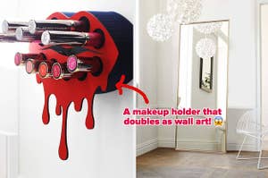 makeup holder on Etsy / Amazon floor mirror