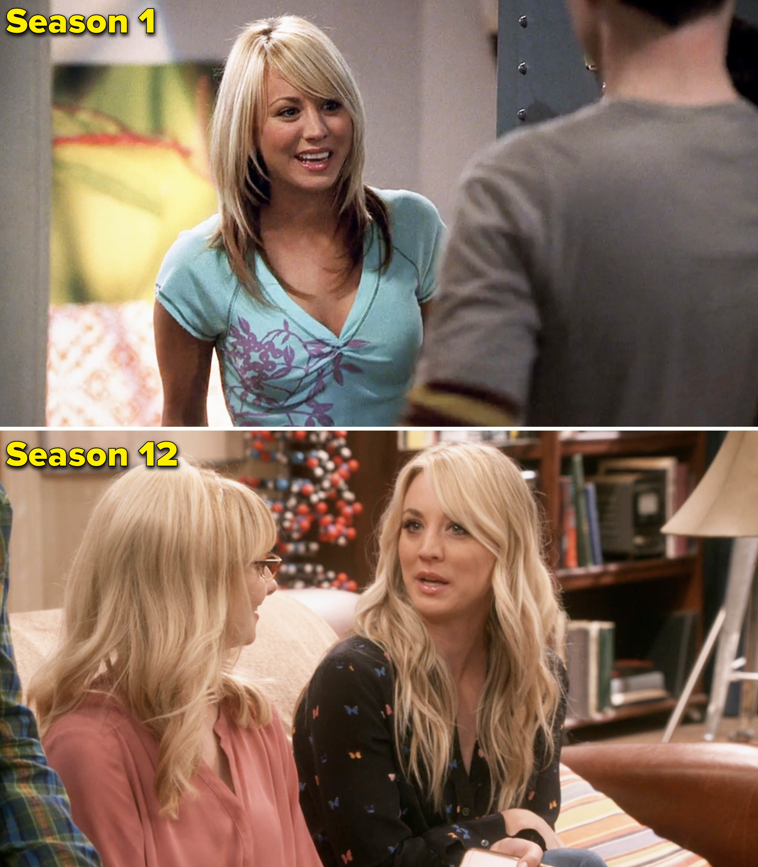 Kaley in seasons 1 and 12