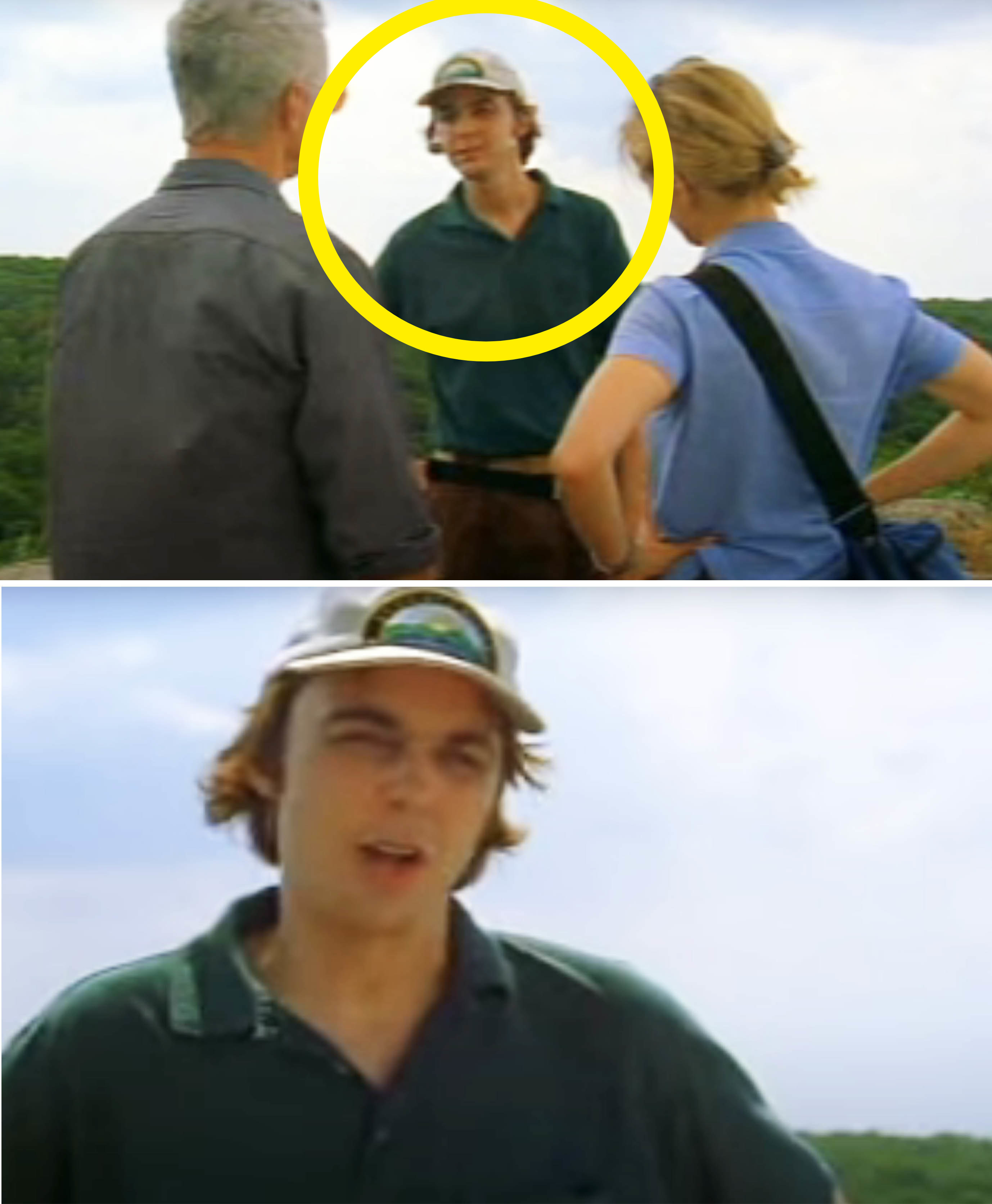 Jim outside and wearing a cap and shirt