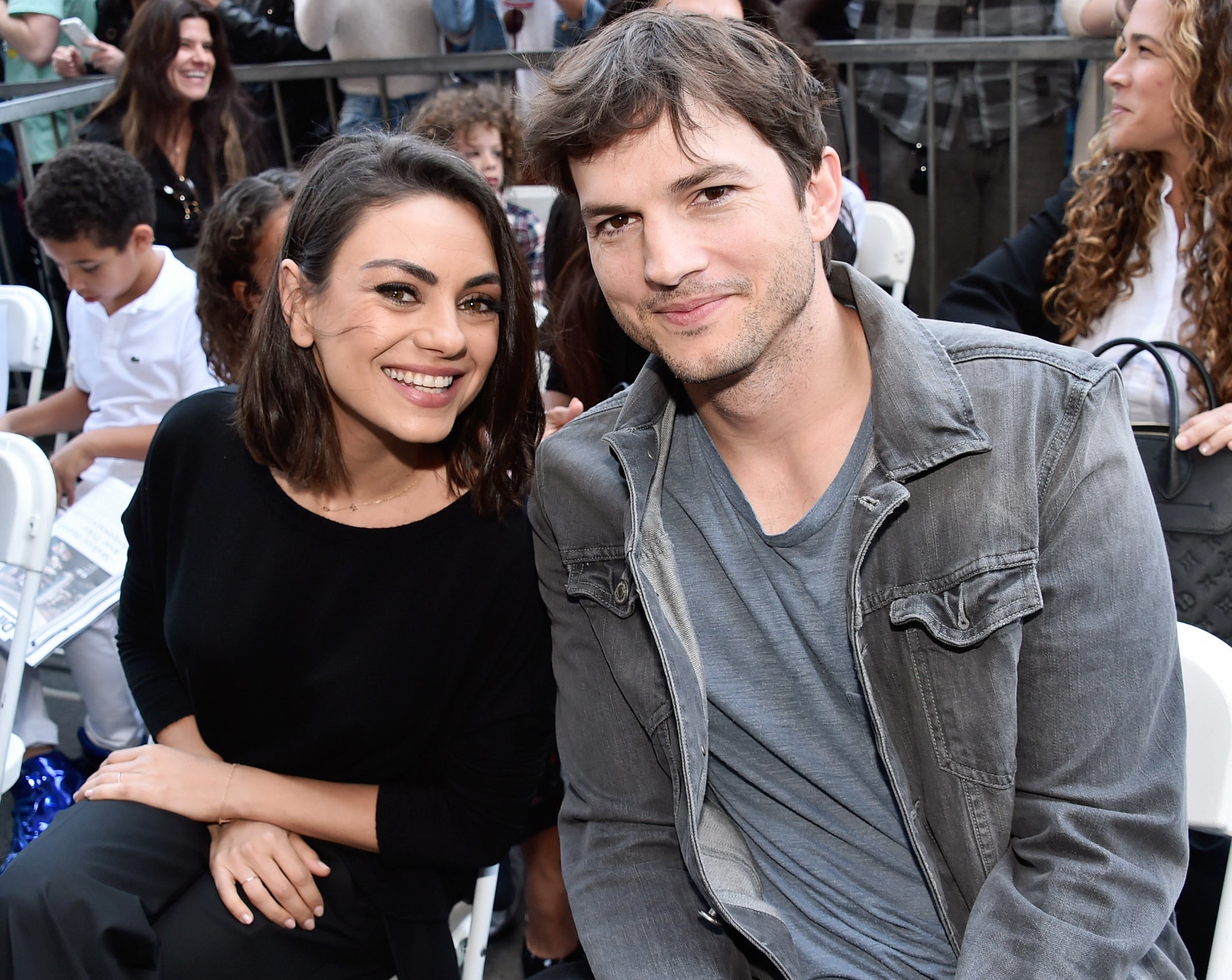 A closeup of Ashton and Mila